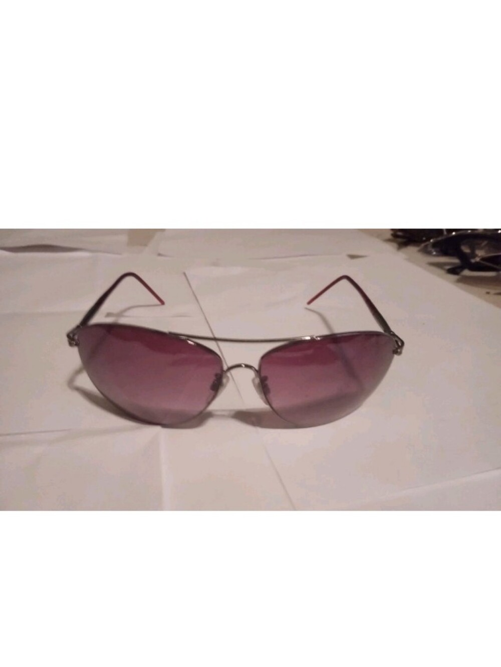Women's Aviator Sunglasses Silver Metal Frame Purple Tinted Lenses UV400 145mm